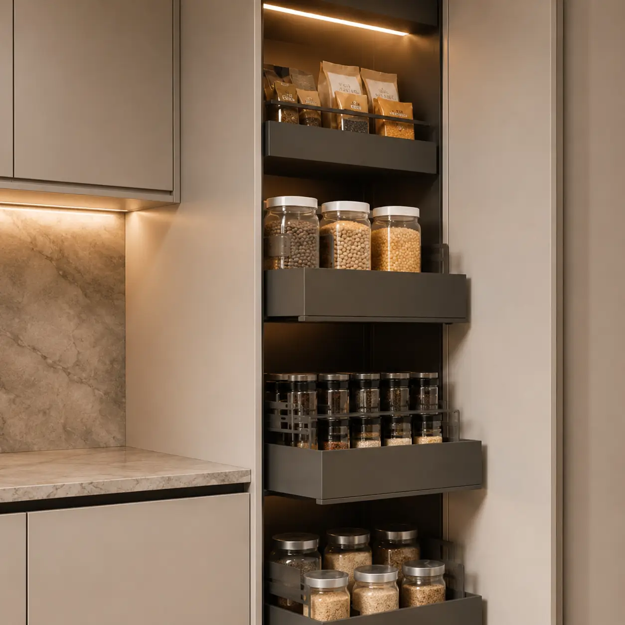 Modern Kitchen Pantry Unit (Open)