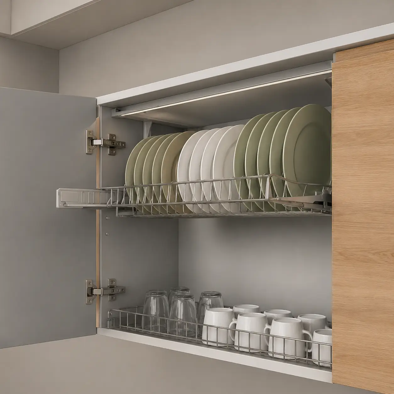 Modular kitchen corner carousel storage unit for organizing pots, pans, and cookware efficiently