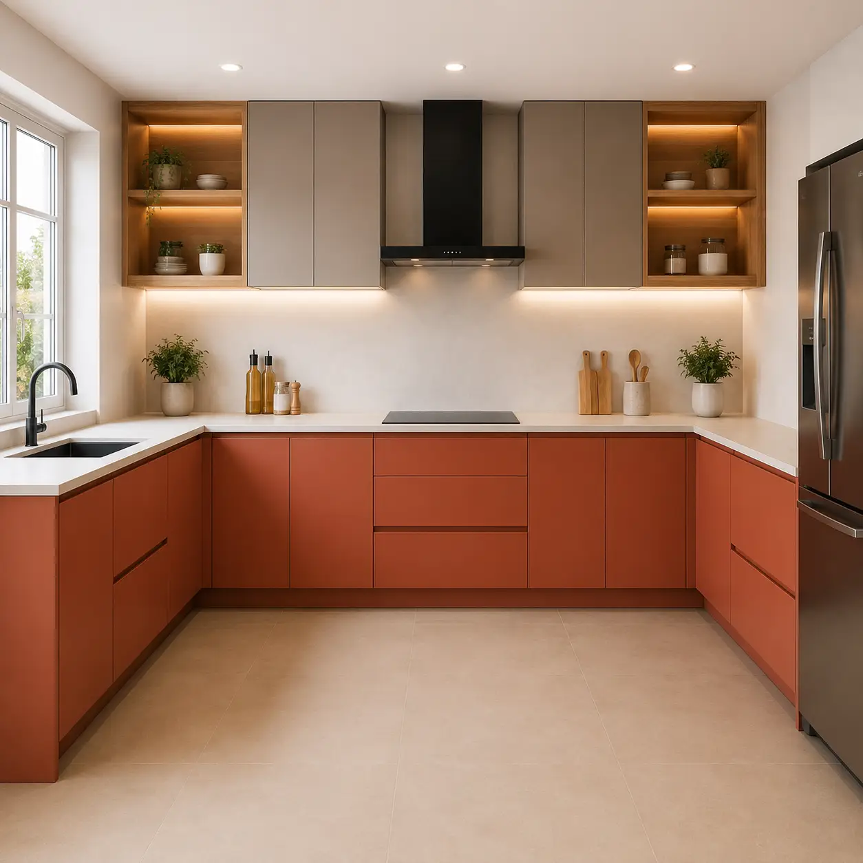 Color Combination for U - Shape Modular Kitchen