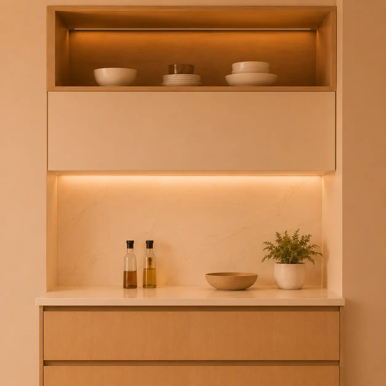 Modular kitchen regular storage cabinets for daily essentials and kitchen utensils